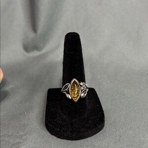 Elegant Silver Ring with Yellow Gemstone